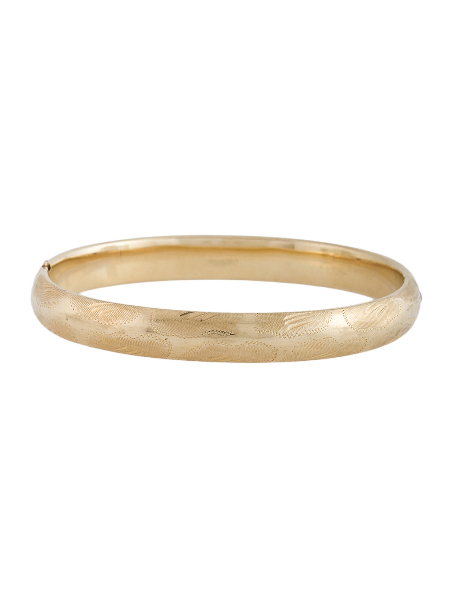 Bracelet 14K Etched Hinged Bangle